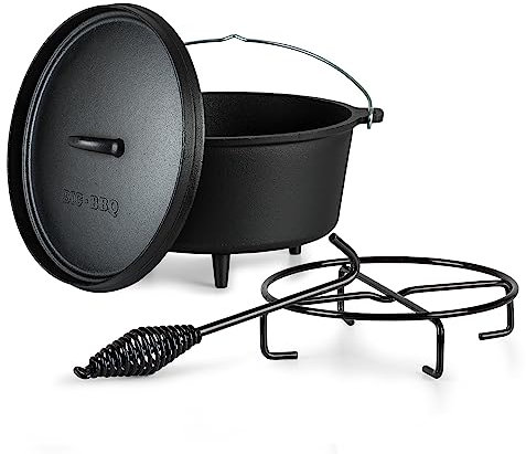 ToCis Big BBQ DO 9 Dutch Oven | 12 Forno olandese in ghisa | pretrattato con olio di soia| con sollevatore coperchio et supporto coperchio | con piedi