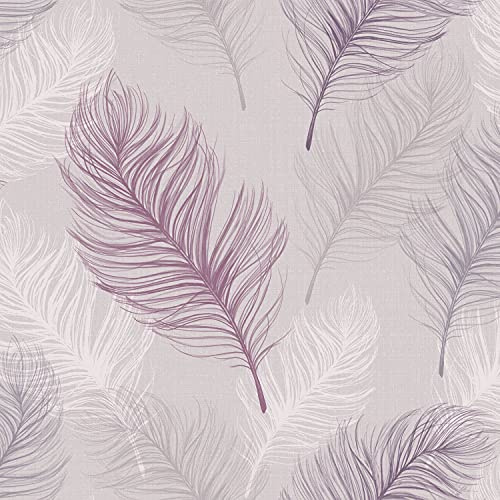 Arthouse Whisper Lavender Wallpaper - Lilac Feather Design - Subtle Sheen - Soft Lavender Tones - for Living Spaces & Feature Walls - Easy to Apply - Paste The Paper - 669803