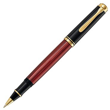 Pelikan Füllhalter Souverän 600, Schwarz-Rot, Feder F (fein), hochwertiger Kolbenfüller im Geschenk-Etui, 928655