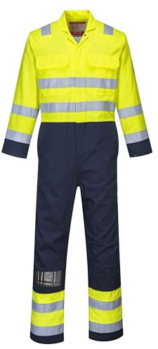 Portwest BIZ7 Hi-Vis Anti-Static Bizflame Pro Coverall Yellow/Navy, Large