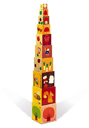 Janod - The 4 Seasons Square Pyramid - Stacking Blocks - Toddler Manipulation Toy - For children from the Age of 1, J02917, Andere Farbe