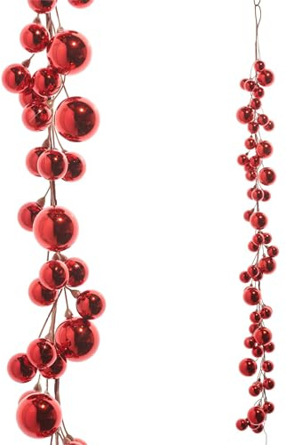RAZ Imports - 4' Red Plastic Christmas Ball Garland