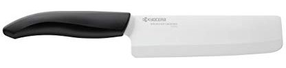Kyocera Advanced Ceramic Revolution Series 6-inch Nakiri Vegetable Cleaver, Black Handle, White Blade