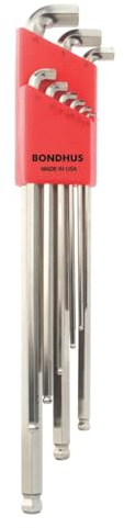 Bondhus 16799 9 PC Stubby Ball End Tip Hex Key L-Wrench Set BriteGuard,Long Arm