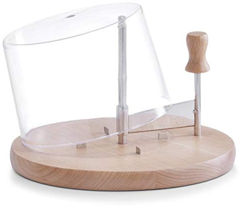 Zeller 25587 Käseschneide-Set mit Haube - Betttablett, Holz/Edelstahl / ø 22.5 x 15, 1 - Pack