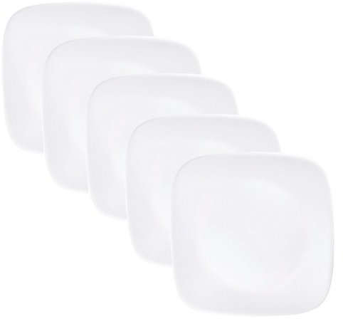 CORELLE CP-9623 Plate, Plate, Width 6.5 inches (16.5 cm), Unbreakable, Lightweight, Winter Frost White, Square, Small Plates, Set of 5