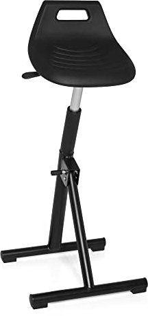 hjh OFFICE 665150 Arbeitsstuhl TOP Work 31 Schwarz klappbare Stehhilfe mit Griff, höhenverstellbar