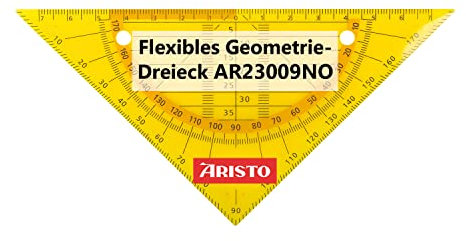Aristo AR23009NO Flex Geometrie-Dreieck (Hypotenuse 16 cm, flexibel, nahezu unzerbrechlich, Facetten, Lochung zum Abheften, Kunststoff) neon orange