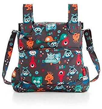 Pirulos 47230620 - Talega, diseño monsters, 35 x 36 x 10 cm, color blanco y gris