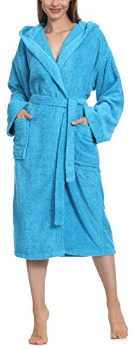 Ladeheid Peignoir de Bain Éponge 100% Coton Femme LA40-102 (Turquoise (M16) (Grammage 450), M)