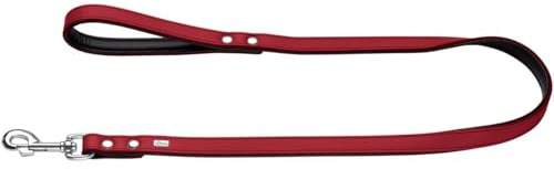 HUNTER Basic Hundeführleine | beschichtetes Spaltleder, Kunstleder, Handschlaufe, witterungsbeständig, 13/110, rot