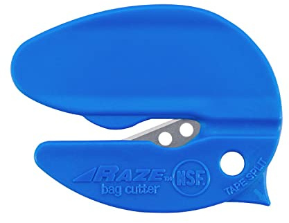 Pacific Handy Cutter BC347 Bag Cutter, Box of 12, Easily Cuts Plastic Bags, Plastic Wrap, Paper, and Tape, Safely-Concealed Stainless Steel Blade, Safe for Food Service, Blue