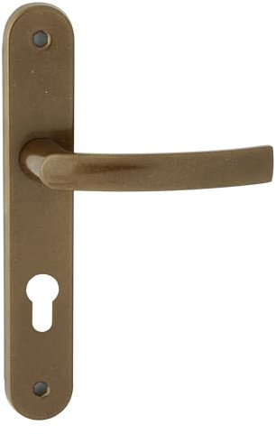 domino Türgriff 72 Drückergarnitur PZ - Profilzylinder Set Türklinke für Zimmertür, Bürotür, Kellertür & Innentür L-Form Türbeschläge aus Stahl Bronze Türdrückergarnitur PRO M3