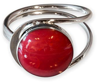 Fly Style Finger-Ring aus 925 Sterling Silber in Koralle Optik