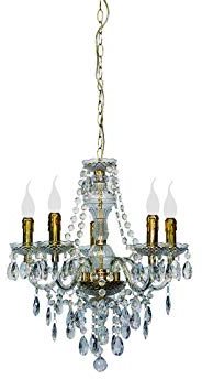 Reality R1107-03 Leuchten - Lámpara con 5 luces, bombillas excluidas, E14, 40 W, 230 V, A++, E, IP20, 150 x 54 x 54 cm, diámetro de 53 cm, acrílico, bronce