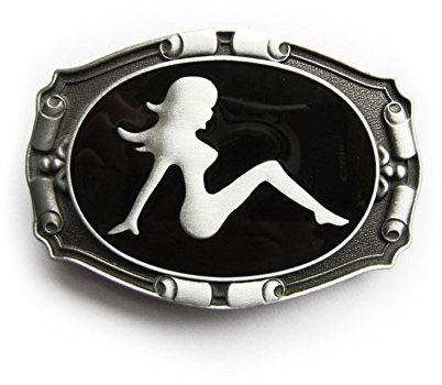 eeddoo® Gürtelschnalle - Trucker Girl verziert (Buckle für Wechselgürtel für Damen und Herren | Belt Frauen Männer Oldschool Rockabilly Metall Gothic Wave Rock Biker Western Trucker Casino Skull)
