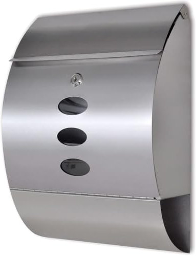 vidaXL Boîte aux Lettres Murale en Acier Inoxydable avec 2 clés et Porte-Journal