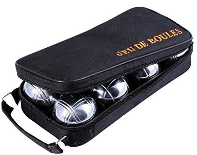 Engelhart - 010203 - Transporttasche mit 8 Boules Pétanque - Inklusive Distanzmesser - Praktische Tasche - Outdoor-Spiel - Metall-Boules und Holz-Cochonnet - Ab 6 Jahren