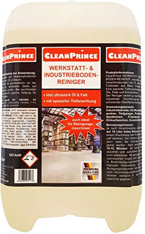 10 Liter Kanister CleanPrince - Werkstattboden Industrieboden Reiniger Konzentrat - Werkstattbodenreiniger Industrie Böden