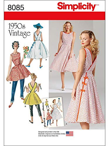 Simplicity Schnittmuster Vintage 1950 's Wrap Kleider in Zwei Längen Schnittmuster, Papier