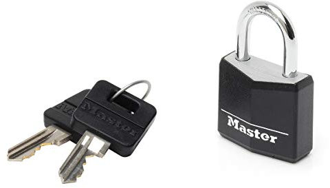 Master Lock 9130EURDBLK Lucchetto a Chiave in Alluminio Rivestito, Nero, 3 x 5.2 x 1.6 cm