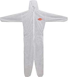 MICROSAFE XX-Large (2XL) White Boiler Suit Disposable Coverall CAT 3 Type 5 & 6 EC Certified 89/686/EEC