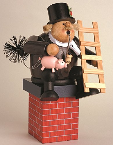 Rudolphs Schatzkiste Smoking Figure KH-Chimney Sweep/Lucky Charm 16 cm Smoke Figure Smoking Man Figurine Incense Man ore Mountains