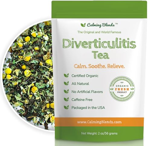 Calming Blends Diverticulitis Tea | Organic Loose Leaf Tea, Caffeine Free | 36 Cups | Made In USA