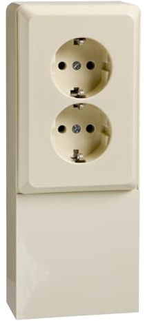Schneider Electric Elso Schuko-Steckdose, 2-fach, 515500 | Im Geräteträger mit Schachtauslass, 16A, Renovierung, Schraubklemmen, perlweiss