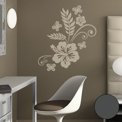 Klebesüchtig A111 Wandtattoo Blumenranke Luna 50cm x 37cm anthrazit - Dekoration - Bad - Wohnzimmer - Aufkleber - Wandsticker