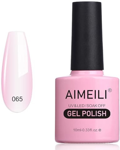 AIMEILI Soak Off UV LED Sheer Gel Nail Polish - Clear Pink Nude (065) 10ml