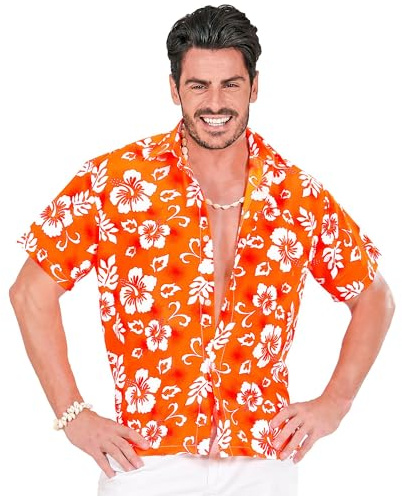 Widmann – Hawaii skjorta herr, orange, blomskjorta, strandfest, karnevaldräkt, karneval