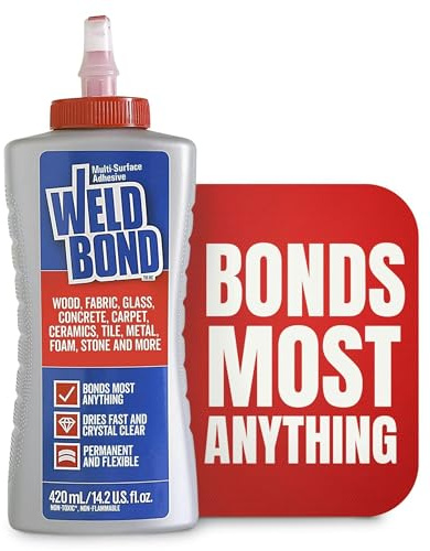 Weldbond Multi-Surface Adhesive That Bonds Most Anything! Wood Glue for Furniture Heavy Duty, Wood Glue for Woodworking, Also use for Glass Crafts Ceramic Tile Mosaic Stones & More 14.2oz / 420ml