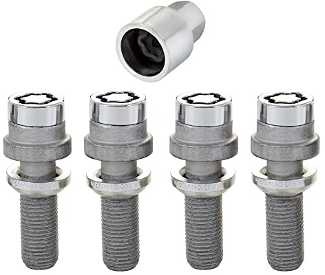 28032SU Radsicherungsbolzen SU (Standard) M14 x 1,50, Kugelsitz R12, Schaftlänge 34,5 mm, Gesamtlänge der Schraube 57,4 mm, SW17, Schlüsseldurchmesser 25,8 mm | 17mm Schlüsselweite