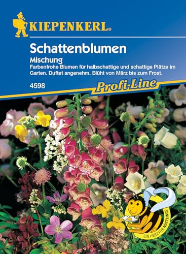 Kiepenkerl Profi-Line Blumensamen-Mischung Schattenblumen 4598 - Farbenfrohe Blumen für halbschattige und schattige Plätze im Garten - Wuchshöhe 20 bis 120 cm - Blumenwiesesamen