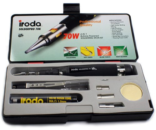 Iroda Solderpro 70 Cordless Refillable Butane Soldering Iron and Torch Kit