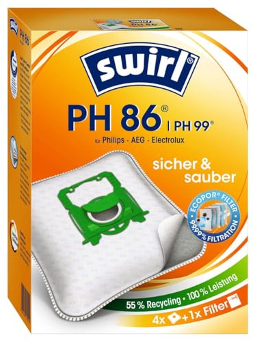 4 Original SWIRL PH86 Staubsaugerbeutel für Zanussi Standard-Bag