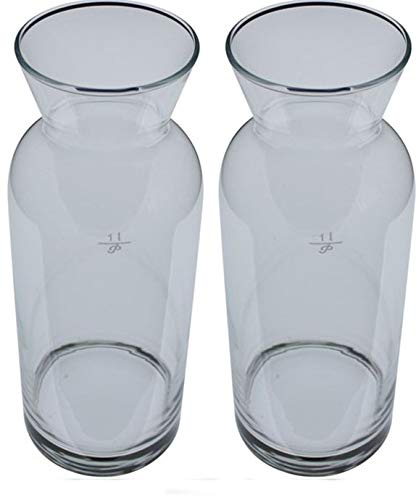 Karaffe 1 Liter 2er Set mit CE Eichstrich Wasser, Saft Wein, Misura