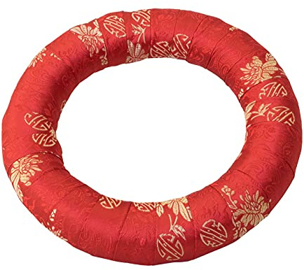 Ring für Klangschale, mit Blumenmuster, Ø 20 cm, rot | Handgefertigt in Nepal, traditionelles Muster