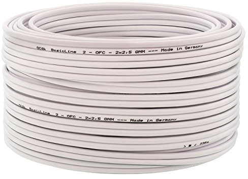 DCSk 20m - 2x2,5mm² Lautsprecherkabel weiß - OFC Kupferkabel für HiFi Audio - 99,99% Voll-Kupfer Boxenkabel mit Isolierung
