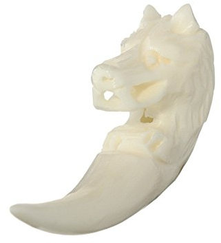 NKlaus Haarschmuck Bartperle VUKAR Wolf Zahn Knochen Lockenperle 6422