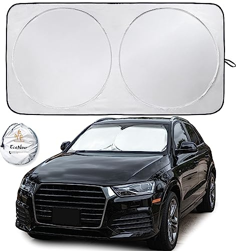 EcoNour Car Windshield Sun Shade | 2025 Upgraded Innovative No-Light-Pass Technology for Maximum Coverage | Foldable Sun Shade Keeps Your Vehicle Cool | Must-Have Car Accessories | Small (59 x 29)