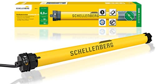 Schellenberg 20110 Rolladenmotor MINI Standard 10 Nm, mechanische Endlageneinstellung, Rohrmotor für 40 mm Welle, bis 6 m² Rollladenfläche, Set inkl. Wandlager