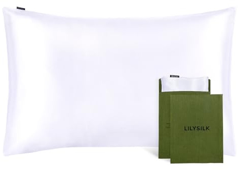 LILYSILK 100% 19MM Maulbeerseide Kissenbezug mit Umschlagverschluss superweiche Kissenhülle für besseren Schlaf und Haarpflege(Weiß，40x80cm)