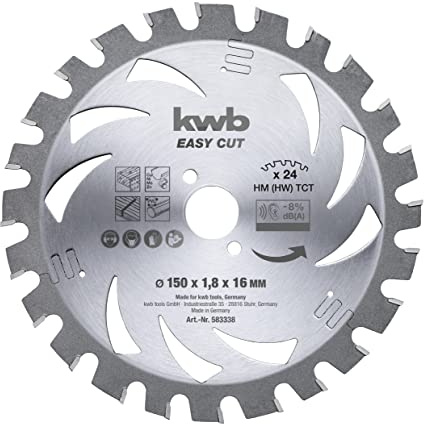 kwb Kreissägeblatt 150 x 16 mm, Made in Germany, leichtgängig, speziell für Akkumaschinen, Universal Sägeblatt für z.B. Metalle, Holz und Kunstoffe