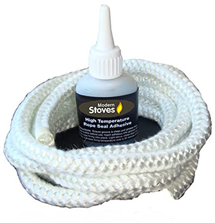 Modern Stoves Stove Rope 10mm 2 Metres Long & Advanced Formula Hi Temp Adhesive Glue Kit