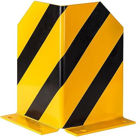 DEMA Anfahrschutz für Regale 18x18x30 cm, Metall Kantenschutz Rammschutz Aufprallschutz mit Bodenbefestigung, Gelb-Schwarz