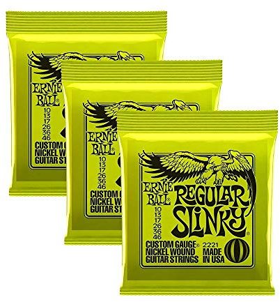 Ernie Ball E-Gitarrensaiten, 2221 Regular Slinky, 3er-Pack, Nickel, Medium, limitierte Auflage