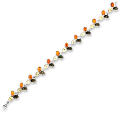 InCollections Damen-Armband 925/000 Sterlingsilber mit Bernstein, multicolour 0010214042890