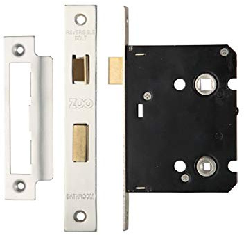 Zoo Hardware 76mm Bathroom Sash Lock, 57mm Backset, Satin Stainless